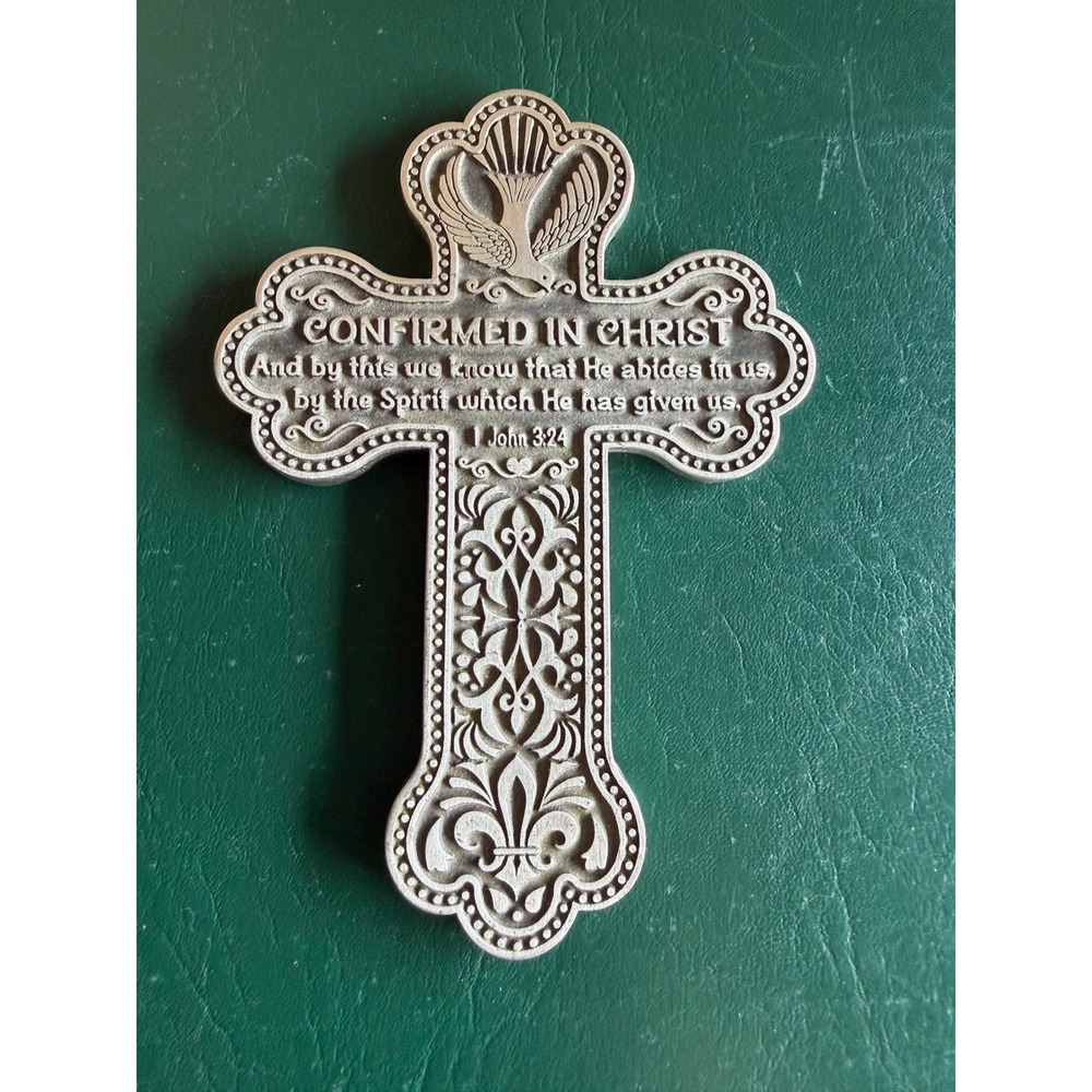 CAMCO Confirmed in Christ Wall Cross Pewter Tone 1 John 3:24 Religious Gift 5in